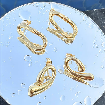 18K gold plated Stainless steel earrings, Intensity