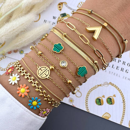 Blumenarmband aus 18 Karat vergoldetem Edelstahl, Intensität