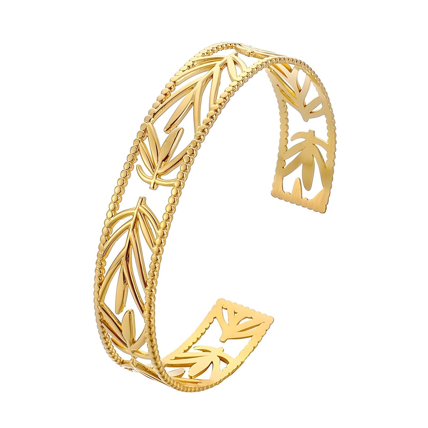 18K gold plated Stainless steel  Leafs bracelet, Intensity