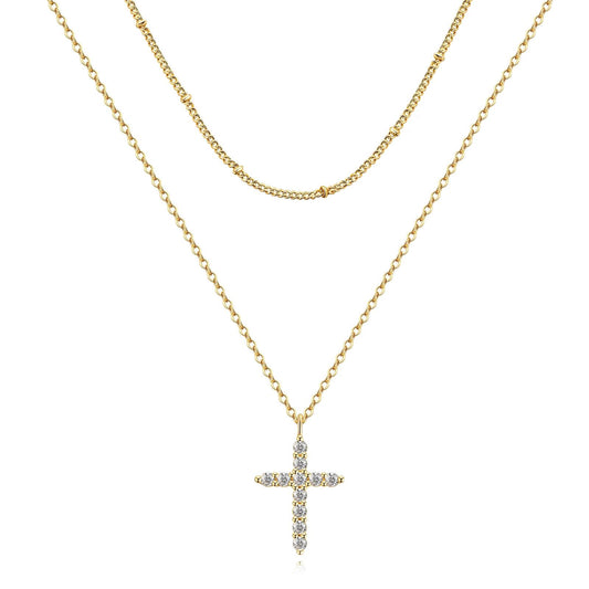 18K gold plated Stainless steel  Crosses necklace, Intensity