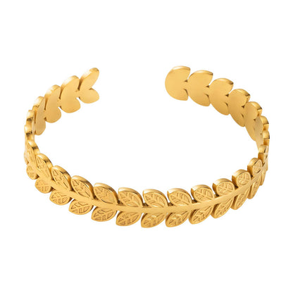 18K gold plated Stainless steel  Leafs bracelet, Intensity