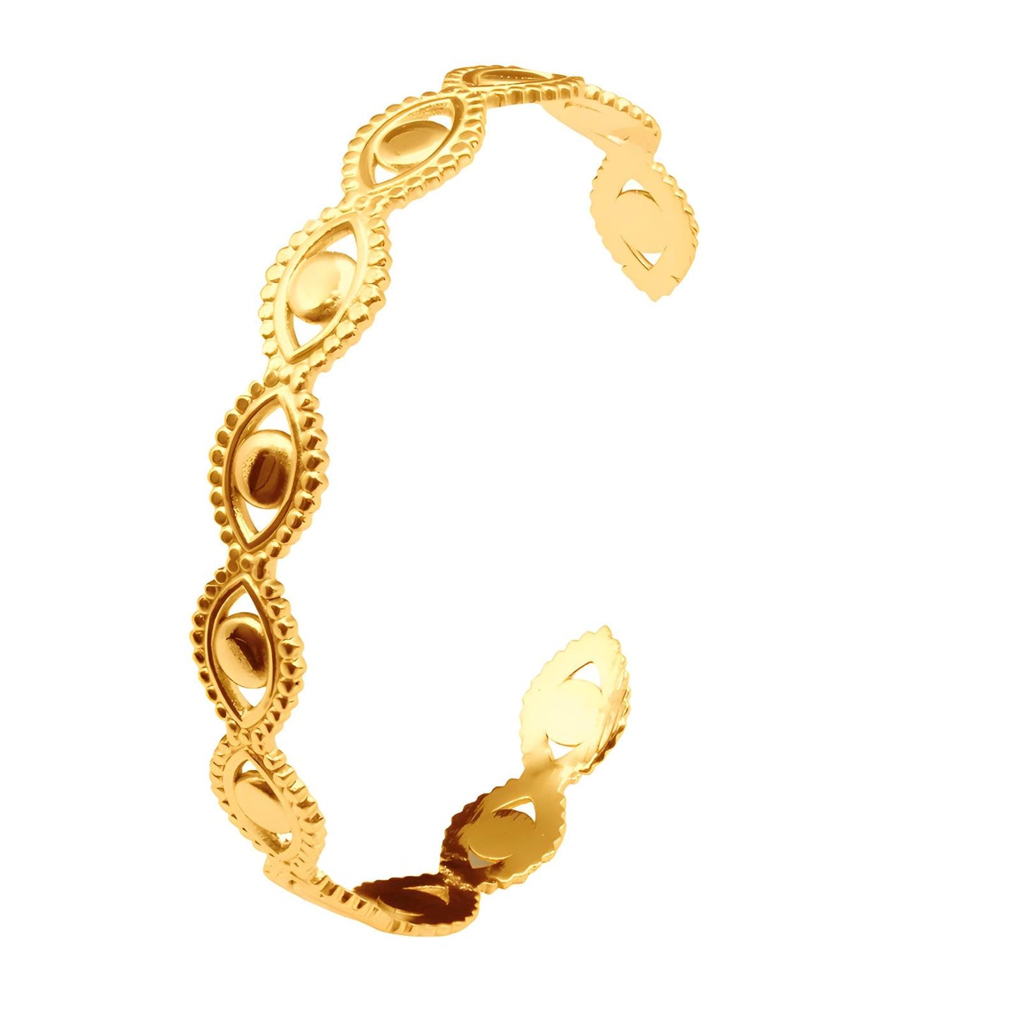 18K gold plated Stainless steel  Evil Eyes bracelet, Intensity