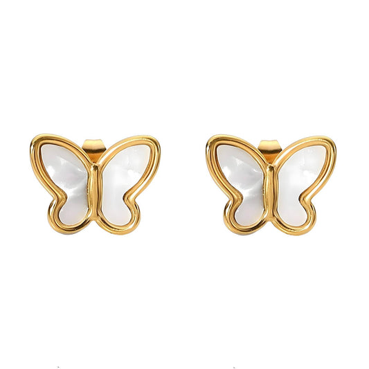 18K gold plated Stainless steel  Butterflies earrings, Intensity