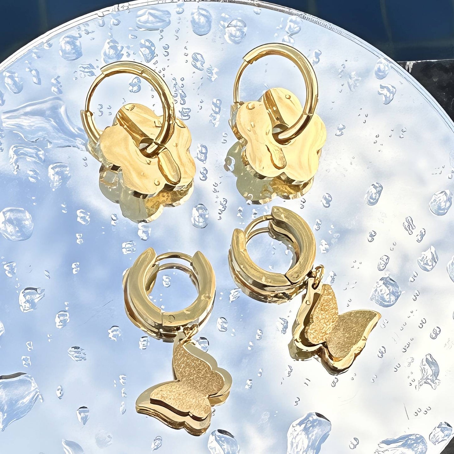 18K gold plated Stainless steel  Butterflies earrings, Intensity