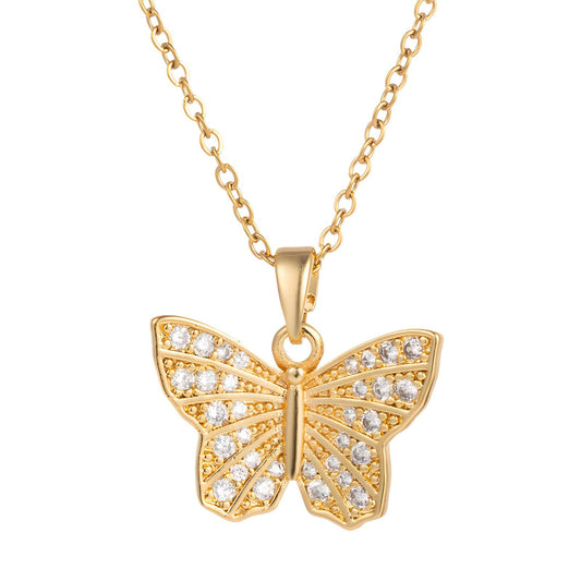 18K gold plated Stainless steel  Butterfly necklace, Intensity