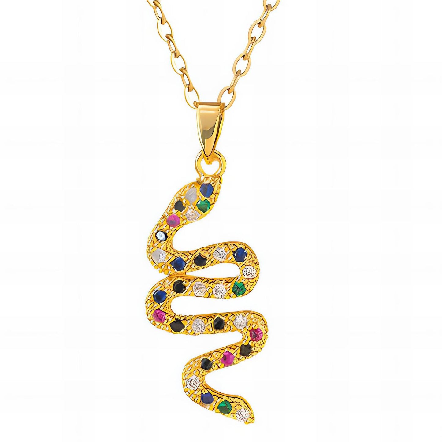 18K gold plated Stainless steel  Snake necklace, Intensity