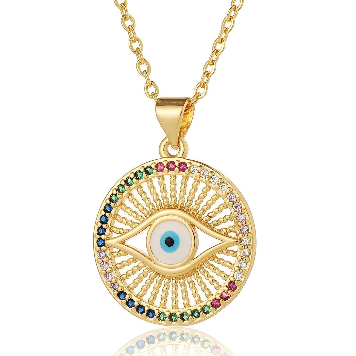 18K gold plated Stainless steel  Evil Eye necklace, Intensity