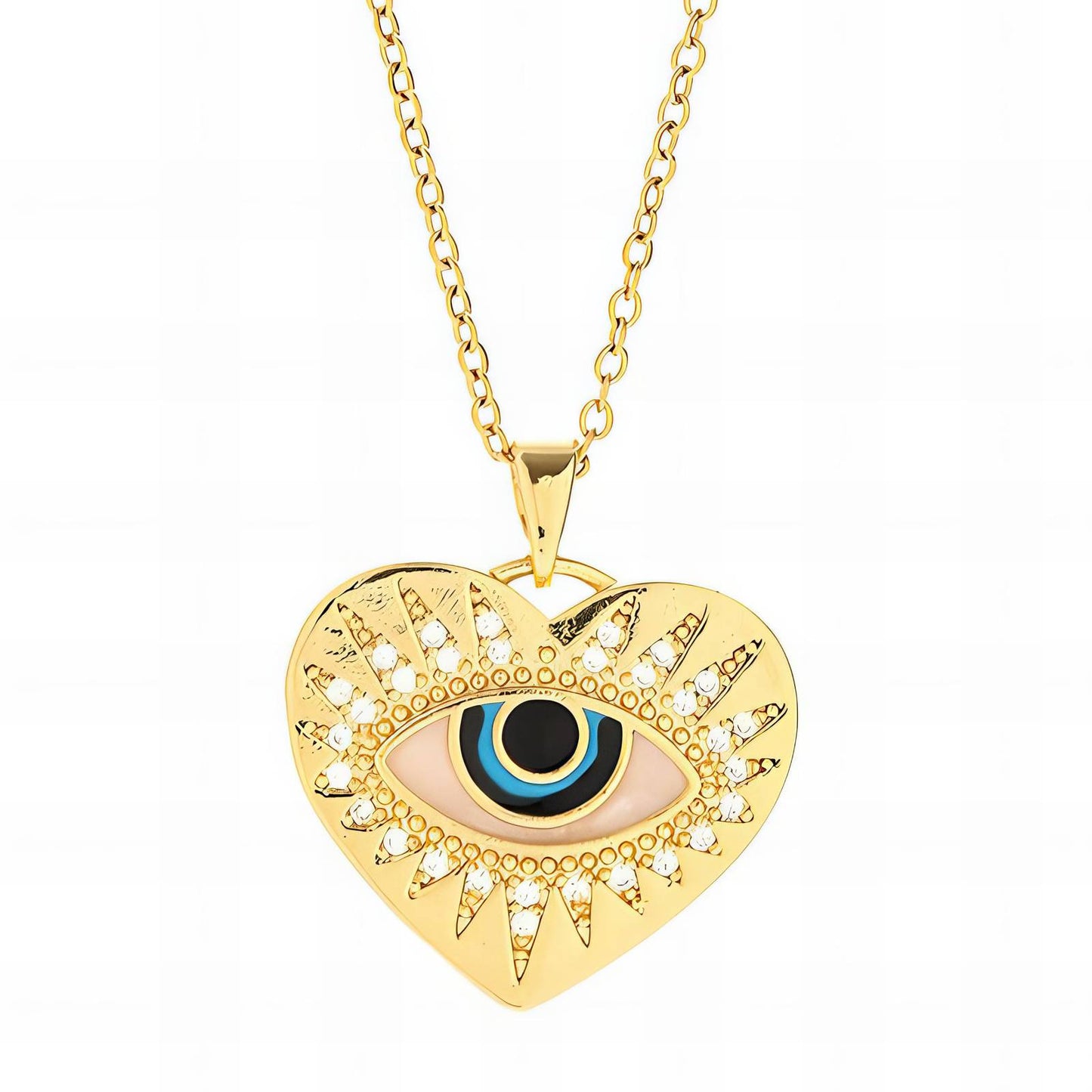 18K gold plated Stainless steel  evil eye necklace, Intensity