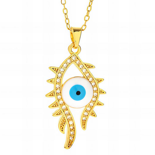 18K gold plated Stainless steel  evil eye necklace, Intensity