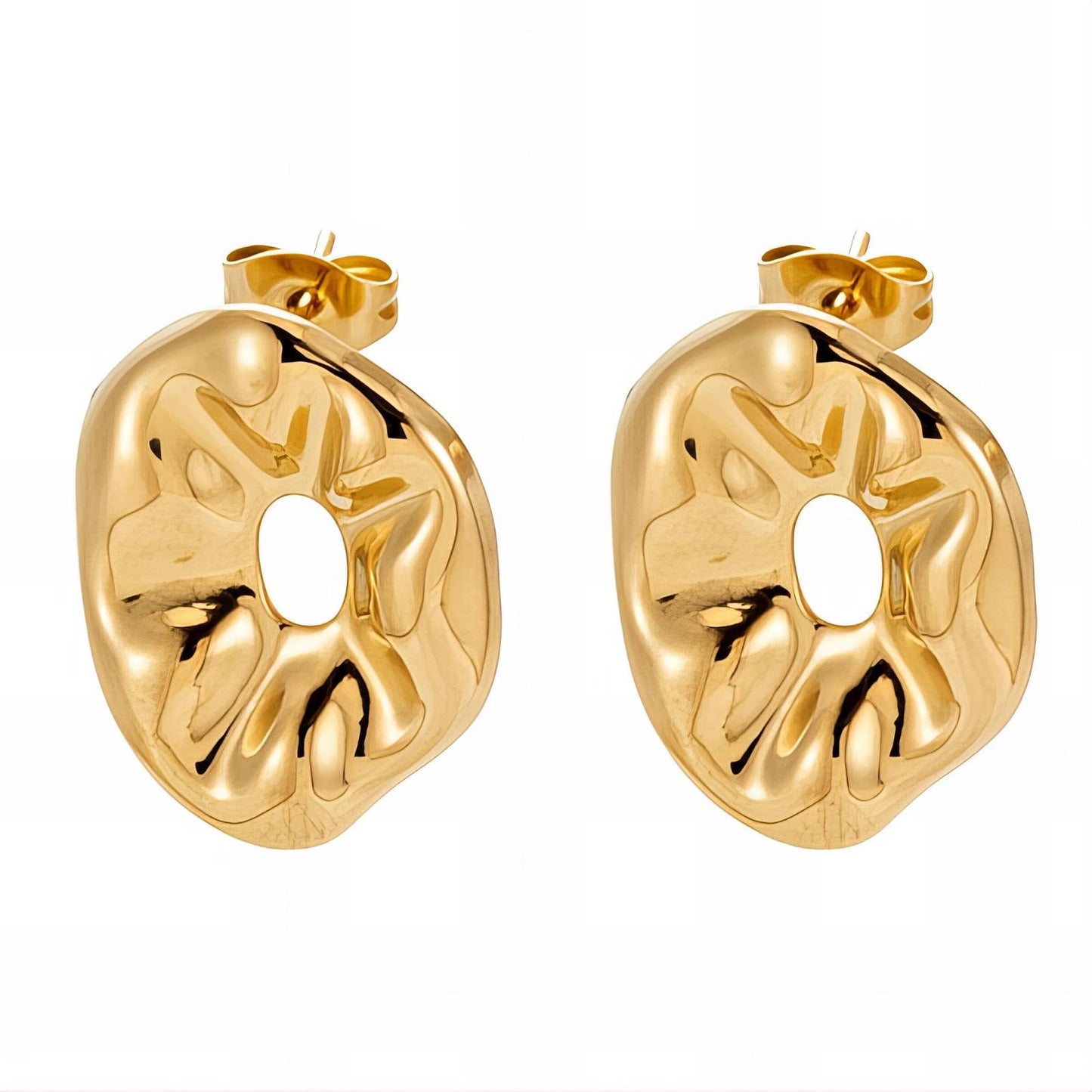 18K gold plated Stainless steel  Flowers earrings, Intensity