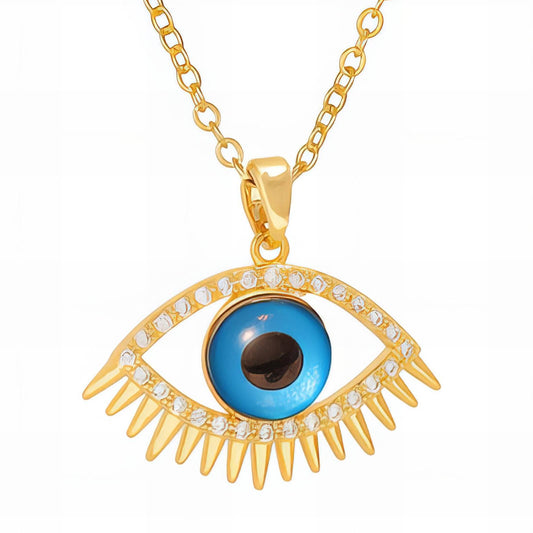 18K gold plated Stainless steel  Evil Eye necklace, Intensity