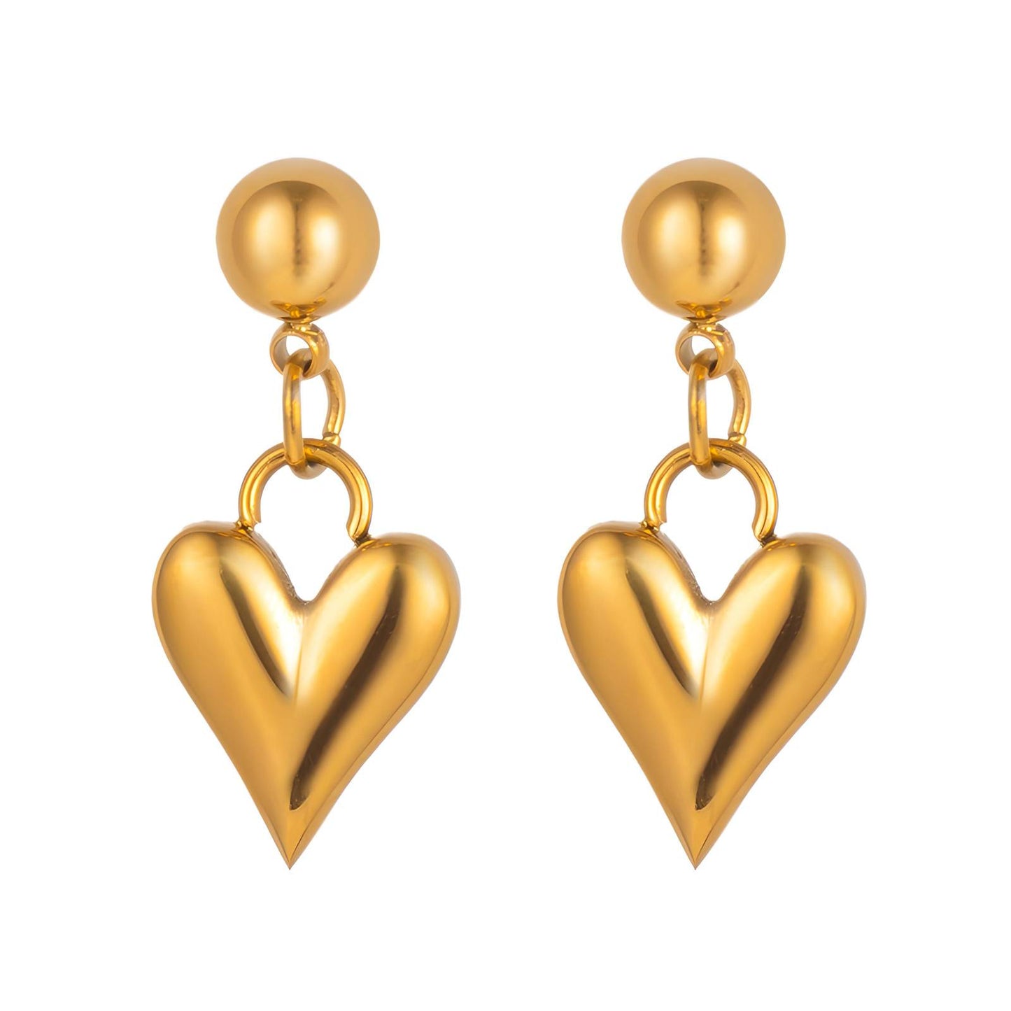 18K gold plated Stainless steel  Hearts earrings, Intensity