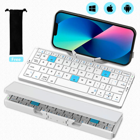 All-in-One Compact Keyboard: Foldable Bluetooth Keypad for Ultimate Portability