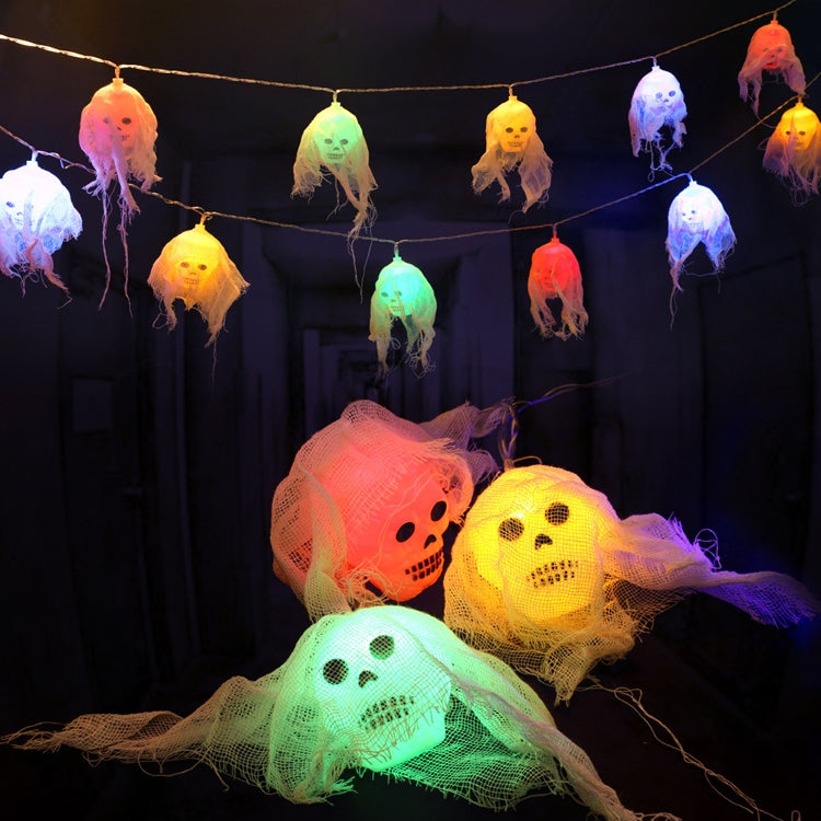 Halloween LED White Yarn Skull Ghost Festival Horror Atmosphere Decorative Lights