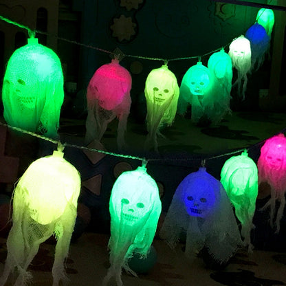 Halloween LED White Yarn Skull Ghost Festival Horror Atmosphere Decorative Lights