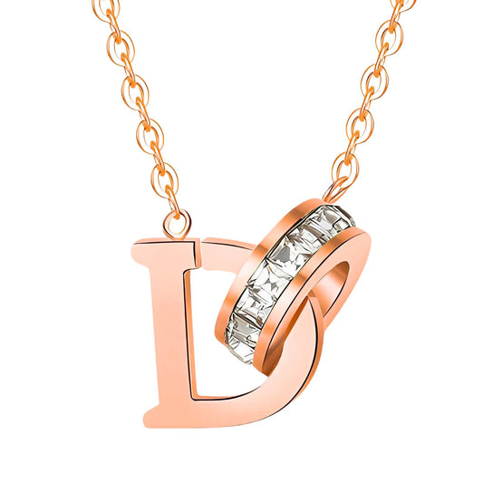 18K gold plated Stainless steel  Letter D necklace, Intensity